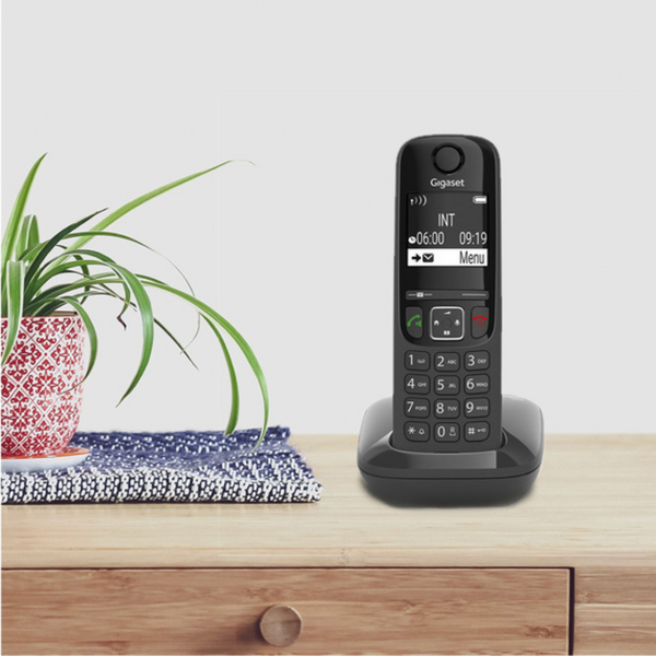 Gigaset AS690A Cordless DECT Home Digital Telephone with Answering Machine, Speakerphone, Nuisance Call Block - Black/Grey