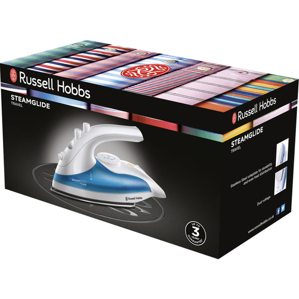 Russell Hobbs Steam Glide Travel Iron 760 W - White & Blue - 22470