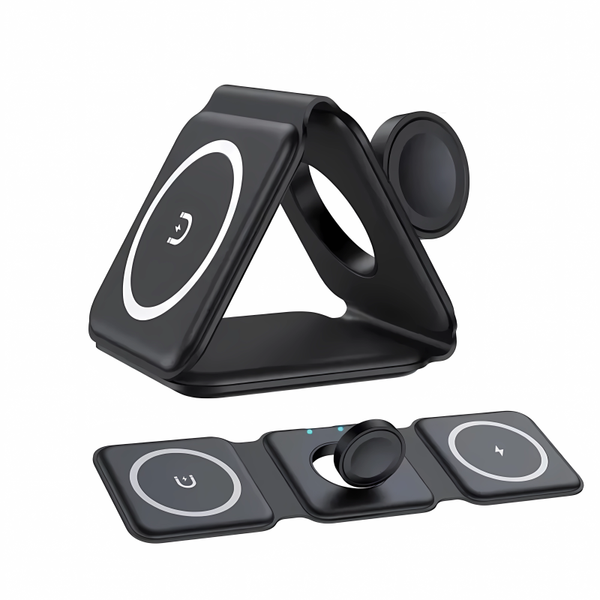 Groov-e Triton 3-in-1 Foldable Wireless Charging Station - Black - GVWC10BK