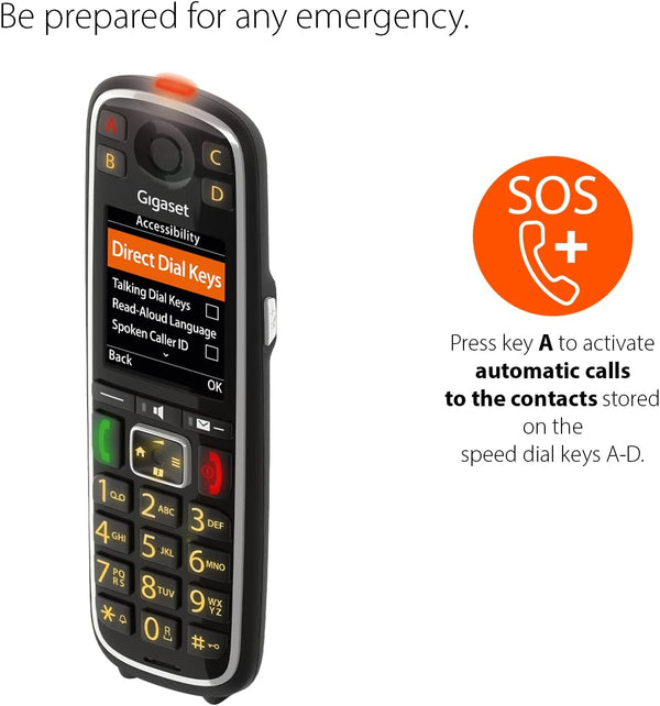 Gigaset Life Cordless Premium Senior Phone (No Answer Machine) - Black - E794