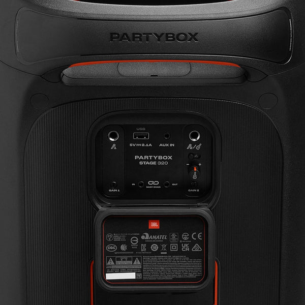 JBL Partybox Stage 320, Portable Bluetooth Party Speaker with Wheels and Telescopic Handle - Black