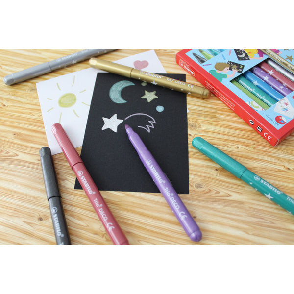 Stabilo Trio Deco Metallic Felt-Tip Pen - Pack of 8 - Assorted Colours - 377/8-6