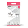 Groov-e USB-C Wall Charger 25W with USB-C to USB-C Cable - White - GVMA112WE