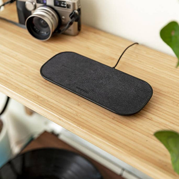 Mophie Dual Qi Wireless Charging Pad 10W (Fabric) with UK Plug Adaptor - Grey/Black - 409903634