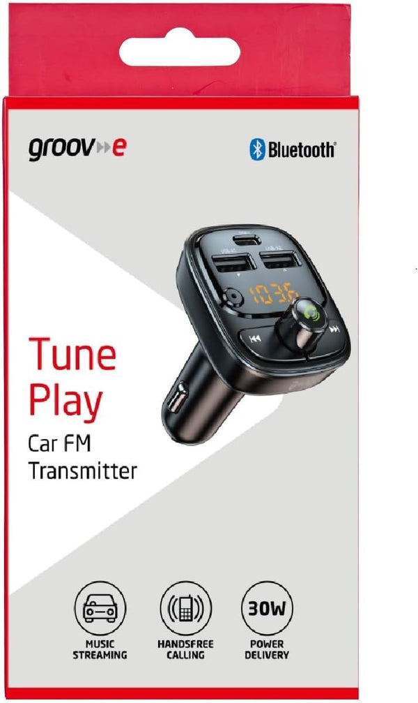 Groov-e Tune Play Bluetooth Car FM Transmitter with USB Charging Ports - GVMA131BK