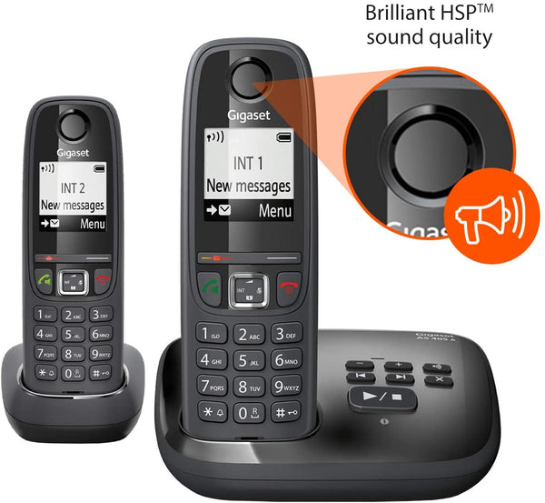 Gigaset AS405A Advanced Cordless Home Phone with Answer Machine and Call Block - Single, Duo & Trio