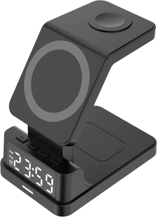 Groov-e Asteria 4-in-1 Wireless Charging Station with Alarm Clock - Black - GVWC09BK