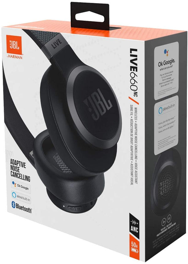 JBL Live 660NC Wireless Over Ear Bluetooth Headphones with Active Noise Cancelling - Black