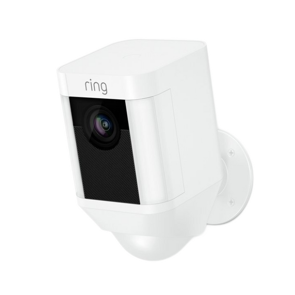 Ring Spotlight Stick Up Cam | Battery Powered Outdoor HD Security Camera with Floodlight - Black or White - [Open Box]