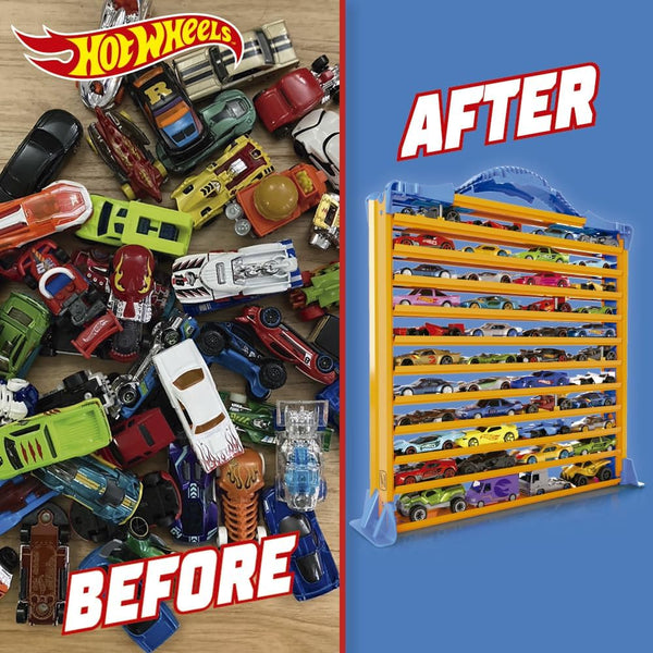 Hot Wheels Rack N' Track Cars & Toys Organiser Storage with 44 Vehicle Compartments - HWCC9B