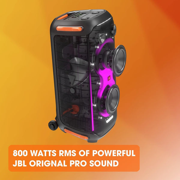 JBL PartyBox 710 Portable Indoor and Outdoor Party Speaker with Built-In Lights, IPX4 Splashproof Design and Wheels - Black