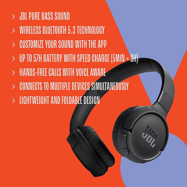 JBL Tune 520BT Wireless On-Ear Headphones | Bluetooth 5.3 and Hands-Free Calls