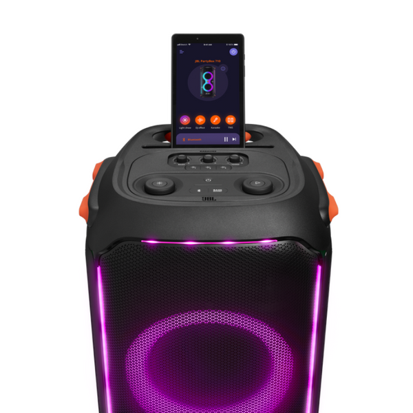 JBL PartyBox 710 Portable Indoor and Outdoor Party Speaker with Built-In Lights, IPX4 Splashproof Design and Wheels - Black