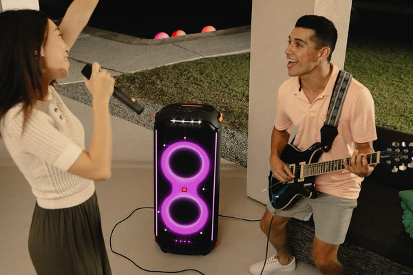 JBL PartyBox 710 Portable Indoor and Outdoor Party Speaker with Built-In Lights, IPX4 Splashproof Design and Wheels - Black