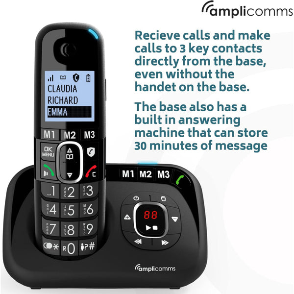 Amplicomms BigTel Twin Digital Phone with Answer Machine - Black - ATL1423471