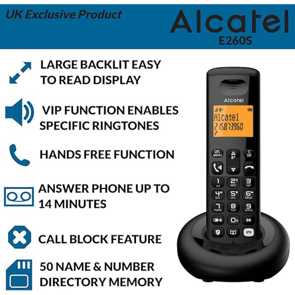Alcatel Digital Twin Cordless Phone with Answering Machine & Call Block - Black - ATL1427332