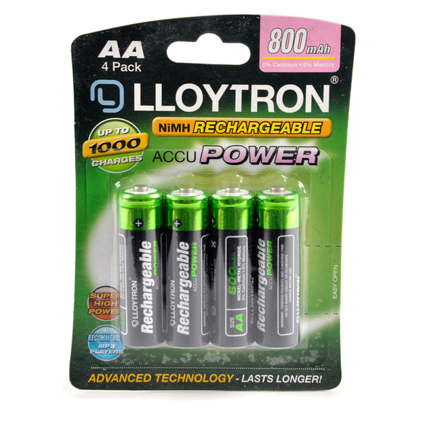 Lloytron Rechargeable AA & AAA Ni-Mh Batteries Accuultra | Various mAh - 4 Packs