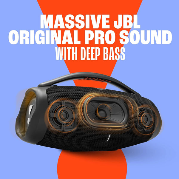 JBL Boombox 3 Wi-Fi and Bluetooth Speaker with 24-Hour Battery Life, Waterproof and Dustproof - Black