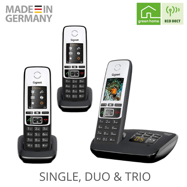 Gigaset C190A Premium Cordless Home Phone with Answer Machine and Call Block - Single, Duo & Trio