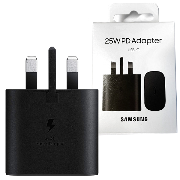 Samsung 25W PD Fast Charge Adapter USB-C Wall Plug (UK) - Black - EP-TA800NBEGGB