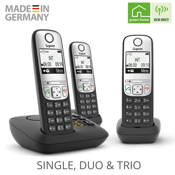 Gigaset A690A Cordless DECT Home Telephone with Answering Machine - Single, Duo or Trio