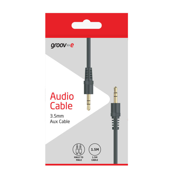 Groov-e Audio Male to Male AUX Cable 1.5m - Black - GVMA081BK