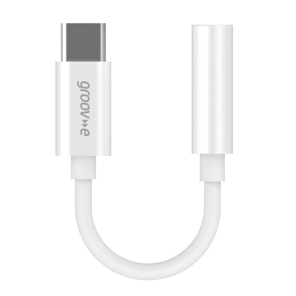 Groov-e Audio Adapter USB-C to 3.5mm Female AUX Adapter 10cm - White - GVMA082WE