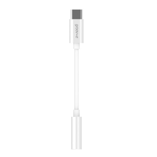 Groov-e Audio Adapter USB-C to 3.5mm Female AUX Adapter 10cm - White - GVMA082WE