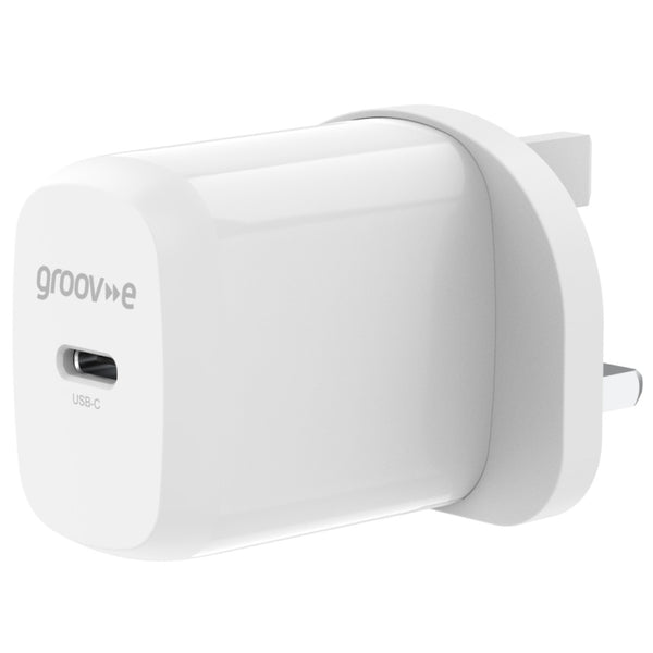 Groov-e USB-C Mains Charger 20W Power Delivery - White - GVMA107WE