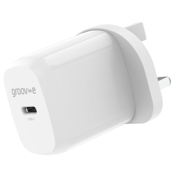 Groov-e USB-C Mains Charger 20W Power Delivery - White - GVMA107WE