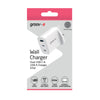 Groov-e Dual USB-C & USB-A 65W GaN Wall Charger with Power Delivery - White - GVMA109WE