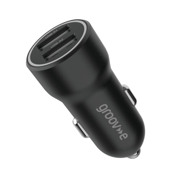 Groov-e Dual USB-A Car Charger 15W - Black - GVMA121BK