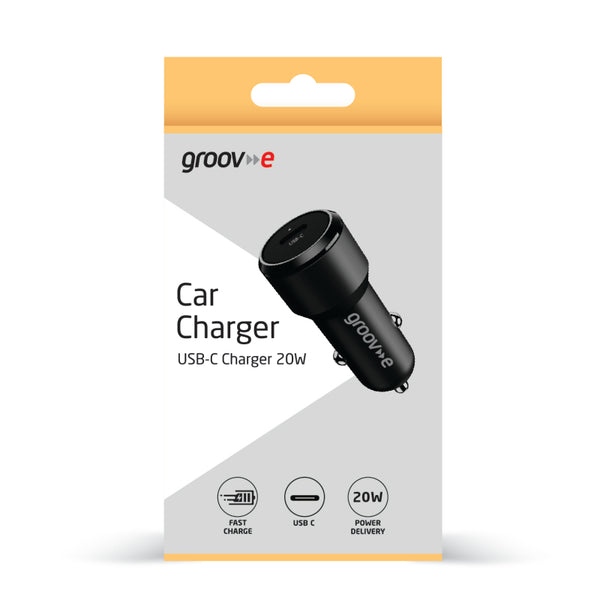 Groov-e USB-C Car Charger 20W - Black - GVMA123BK