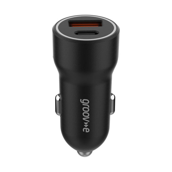 Groov-e Dual USB-C & USB-A Car Charger 20W - Black - GVMA124BK