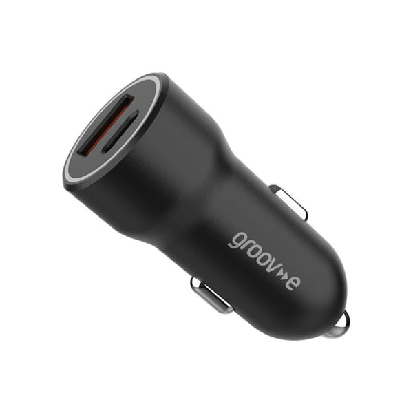 Groov-e Dual USB-C & USB-A Car Charger 20W - Black - GVMA124BK