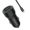 Groov-e USB-A Car Charger 12W with Lightning Cable 1M - Black - GVMA126BK