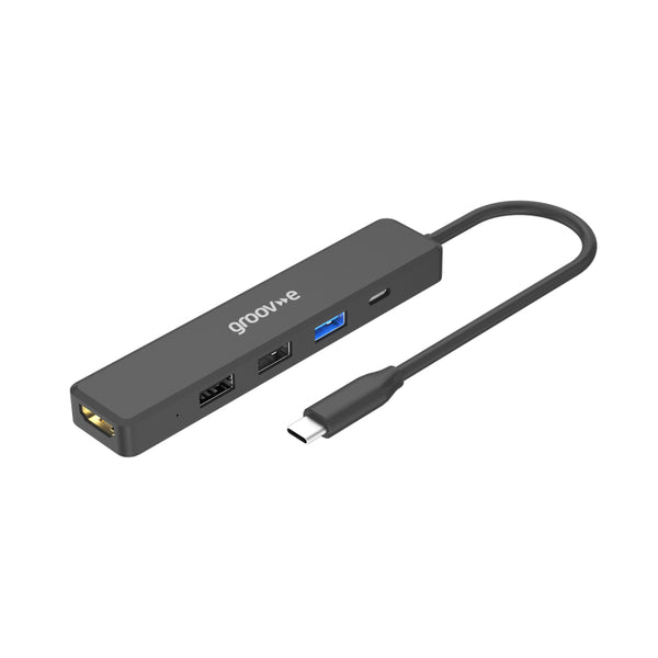 Groov-e Multiport Hub USB-C to 5 Ports (HDMI, USB-C and USB-A x 3) - Black - GVPC10BK