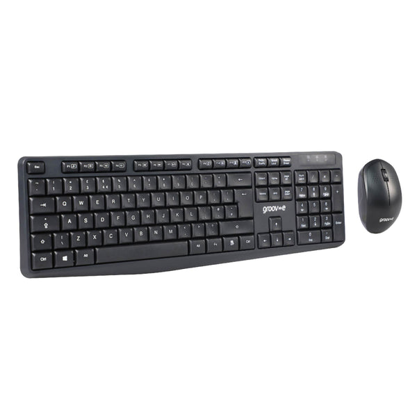 Groov-e Wireless Full Size Qwerty Keyboard & Mouse Set - Black - GVPC14BK