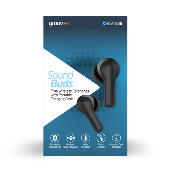 Groov-e Sound Buds True Wireless Earphones with Charging Case - Black - GVTW09BK