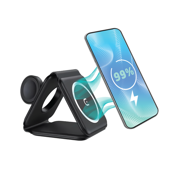 Groov-e Triton 3-in-1 Foldable Wireless Charging Station - Black - GVWC10BK