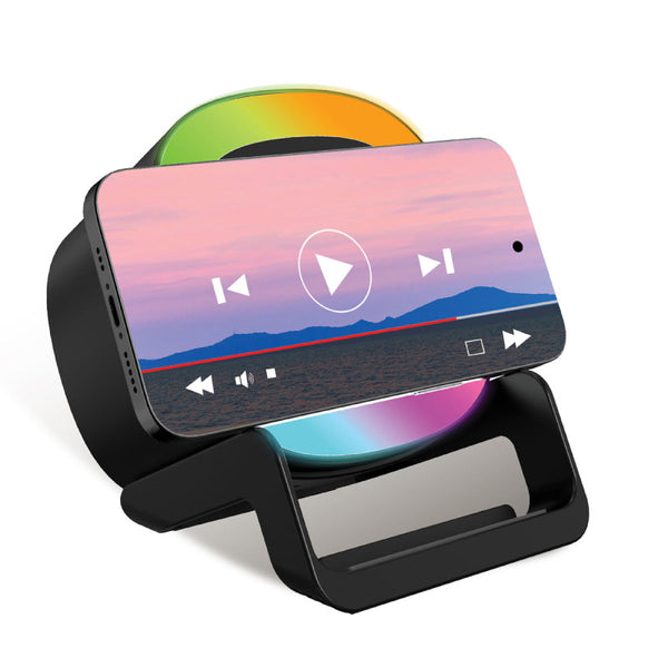 Groov-e Smartphone Holder with Wireless Charging & Bluetooth Speaker- Black - GVWC11BK