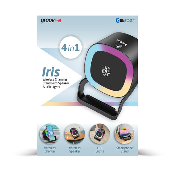 Groov-e Smartphone Holder with Wireless Charging & Bluetooth Speaker- Black - GVWC11BK