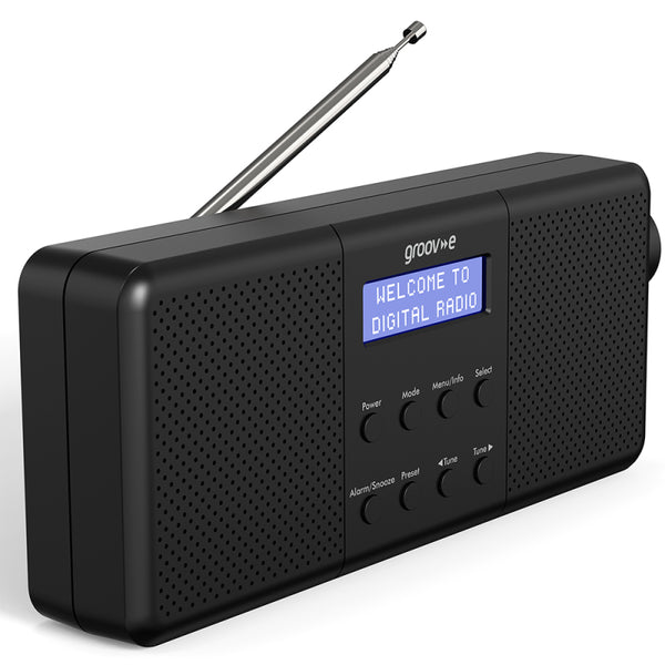 Groov-e Vienna Rechargeable Stereo DAB/FM Digital Radio with Bluetooth - Black - GVDR07BK