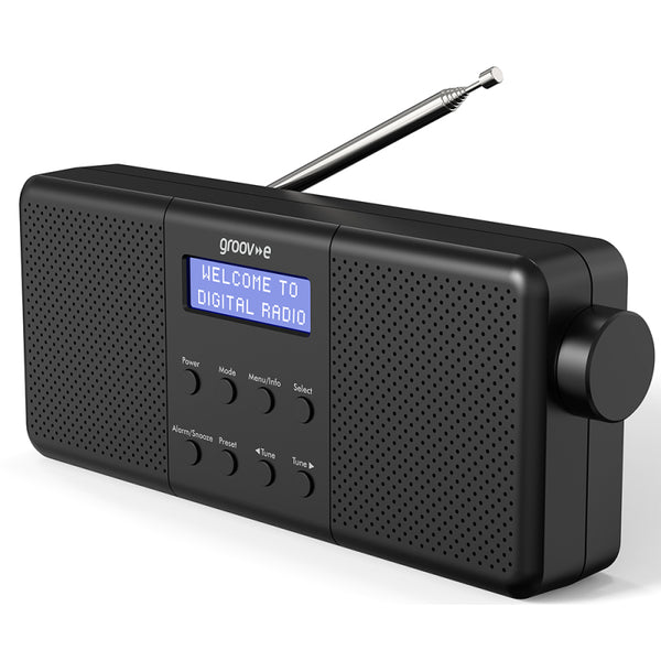 Groov-e Vienna Rechargeable Stereo DAB/FM Digital Radio with Bluetooth - Black - GVDR07BK