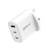 Groov-e Dual USB-C & USB-A 65W GaN Wall Charger with Power Delivery - White - GVMA109WE