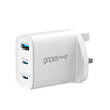 Groov-e Dual USB-C & USB-A 65W GaN Wall Charger with Power Delivery - White - GVMA109WE