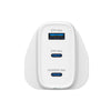 Groov-e Dual USB-C & USB-A 65W GaN Wall Charger with Power Delivery - White - GVMA109WE