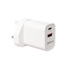 Groov-e USB-C & USB-A Mains Charger 20W with Worldwide Travel Adaptors - White - GVMA113WE