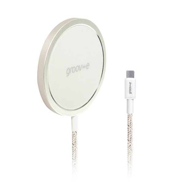 Groov-e Magnetic Wireless Charger 15W - White - GVMA141WE