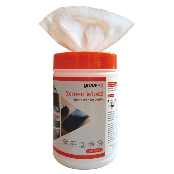 Groov-e Screen Wipes Moist Cleaning Cloths - 100 Pack - GVPC07